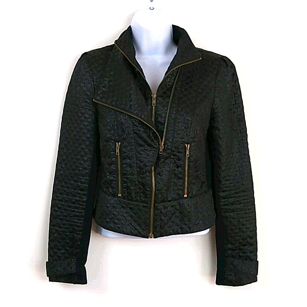 Top Shop Black Shimmer Motto Jacket XS